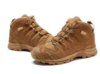 Мъжки водоустойчив военни тактически бойни обувки специални сили, удароустойчив мъжки туристически обувки за къмпинг в пустинята от естествена кожа
