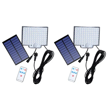 На слънчева светлина, 106 led прожектори с датчик за движение на слънчевата енергия с дистанционно управление, led слънчеви стенни лампи, 2 опаковки