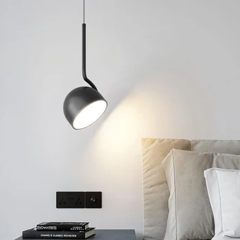 Нощно шкафче за спалня в скандинавски минимализме със защита за очите, малки висящи лампа, популярен в Интернет, модерна минималистичная планк с една глава c