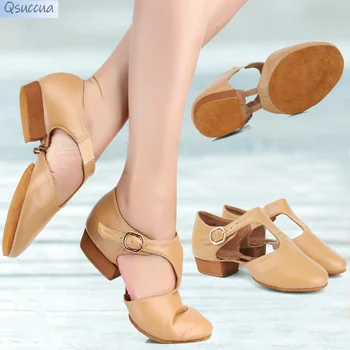 Обувки за джаз танци от естествена кожа Танцови обувки за танци Мека подметка Модерни обувки за джаз танци Специална балет обувки за помещения