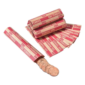 Опаковки за монети по 100 броя, ръкави за пени, плоски, както е показано, хартиени опаковки във формата на ролки стотинка