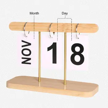 Офис календар за многократна употреба Дървена Переворачивающийся календар с факти за домашния офис декор Постоянен Настолен календар