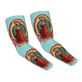 Охлаждащи ръкави за ръце на Дева Мария от Гуадалупе, за жени и за мъже Мексико Католически Светия Спорт Бягане Татуировка Прикритие