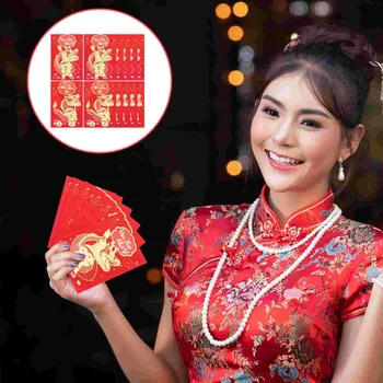 Парични Червени Джобове Китайски Щастливи Парични Пликове Червени Пликове Г. Парични Пликове за Парични Торбички Случаен стил