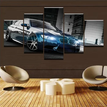 Плакат с Принтом върху Платно Home Decor 5 бр. HD Bmw M3 Черен Спортен Автомобил Картини на Стената Художествени Картини Хол Модулна Рамка