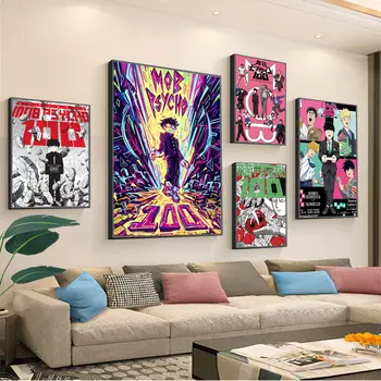 Плакати на японския аниме Mob Psycho 100, Класически Реколта плакати, Реколта стая, Домашен бар, Кафене, Декор, Скандинавски начало декор