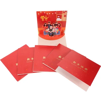 Поздравителна картичка с Китайската Нова Година 6шт 2024 Година Дракон 3D Всплывающая Поздравителна Картичка Фу Дракон Китайски Подаръци Лунна Нова Година Пролетта