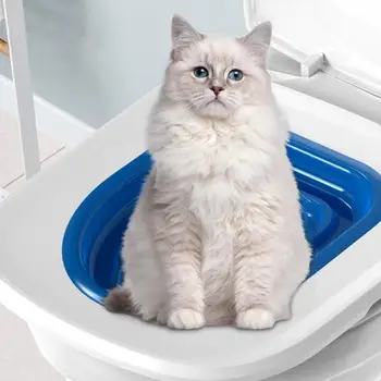 Поставянето на тоалетни за домашни котки, многократна употреба столче за приучения до тоалетните за котки и кучета, Пластмасови тренировъчен комплект, Кутия за боклук, Подложка за тоалетна, Стоки за домашни любимци