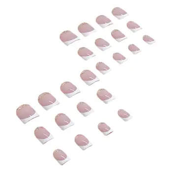 Режийни ноктите, 24 бр., Красива два цвята гланц за жените, за момичета, изкуствени нокти, аксесоари за маникюр