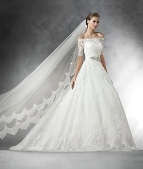 Романтични дълги евтини дантелени сватбени рокли плюс размера на бял/слонова кост 2015 вечер сватбена рокля без презрамки robe de mariage UD_164