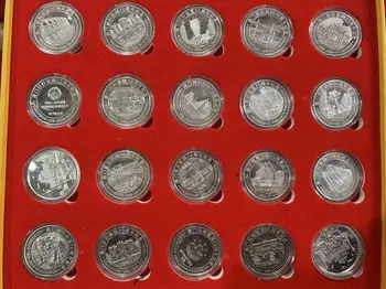 Са подбрани китайската държавна сребърна монета на зодиакалния цветове, 20 парчета, казино, Макао, на най-добрата колекция и украса, Безплатна доставка