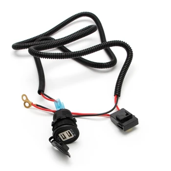 Синьо led 5V 3.1 A авто USB с жгутом кабели, двойно USB-запалки за кола