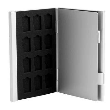 Сребристо-алуминиев държач за карти с памет с калъф-кутията на 24 карти