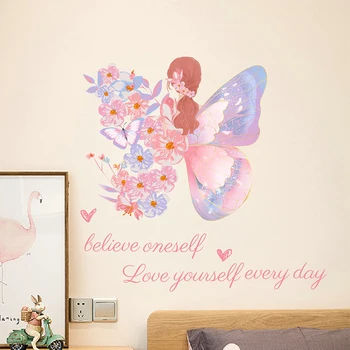 стикер за стена с изображение на анимационни ръчно рисувани за спалня с пеперуда, всекидневна, детска стая