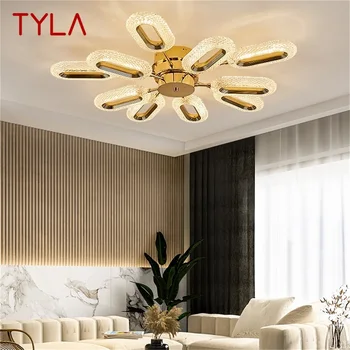Тавана лампа TYLA, творчески златни пръстени в скандинавски стил, осветителни тела за хол, декориране на трапезария