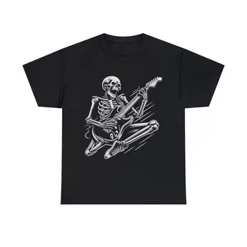 Тениска с изображение на рок-н-рол с китара-виртуален скелет, дълъг ръкав S-5XL