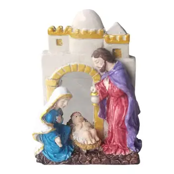 Украса за плот на Исус Статуя на Исус от смола Новост Светото Семейство Коледна Украса, за да проверите За кабинета Витрина на верандата