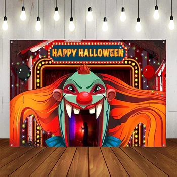 Украса за Хелоуин Табела с клоун Снимков на фона на Декори за рекламни банери Цирк на ужасите Тема карнавални Парти за Хелоуин
