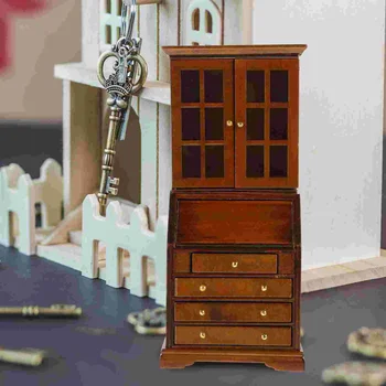 Украса на мебели за дома под формата на мини-кабинет, Дървени модел малък шкаф, Модел мебели за малка къща