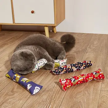 Устойчив на укусам играчка-закачка котка, мека възглавница за сън на котката, интерактивна играчка-коте за игри на домашни любимци и на сън